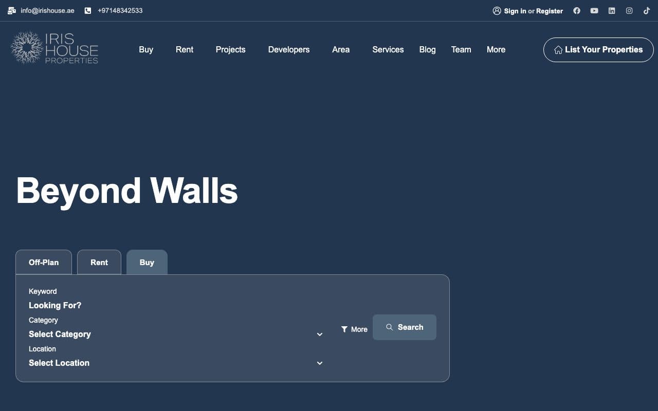 Iris House Properties — desktop view
