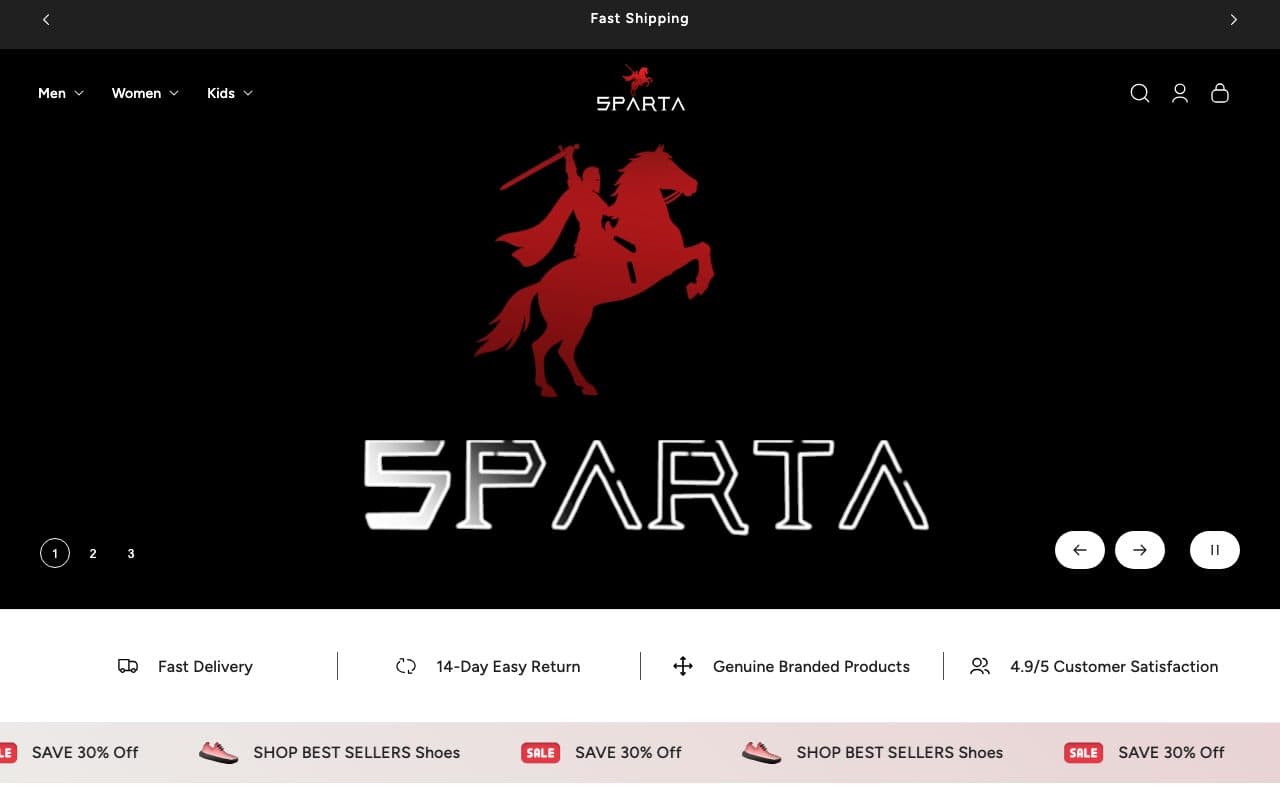 Sparta Store — desktop view
